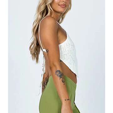 Meladyan Sexy Knitted Crochet Bandana Crop Top for Women