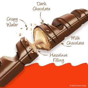 Kinder Bueno, Bulk 30 Pack, Milk Chocolate and Hazelnut Cream, Stocking Stuffers, 2 Individually Wrapped Chocolate Bars per Pack, 1.5 oz Each