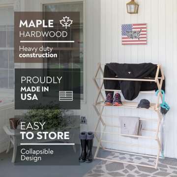 Pennsylvania Woodworks Clothes Drying Rack: Solid Maple Hard Wood Laundry Rack for Sweaters, Blouses...