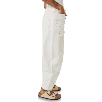 PLNOTME Womens Barrel Horseshoe Patchwork Jeans - Fashion & Comfort