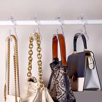 CoHoXXYY Acrylic Purse Hanger Closet Keep Your Totes and Handbags Organized and in Perfect Shape (Clear 4 Pack)