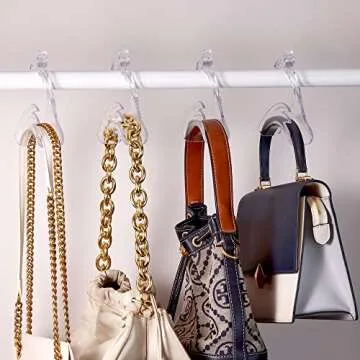 CoHoXXYY Acrylic Purse Hanger Closet Keep Your Totes and Handbags Organized and in Perfect Shape (Clear 4 Pack)