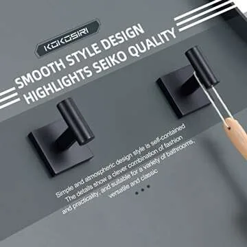 KOKOSIRI Robe Hook Bathroom Towel Coat Hooks Matte Black for Bath Kitchen Wall 2 Pack Stainless Steel B1013BK-P2