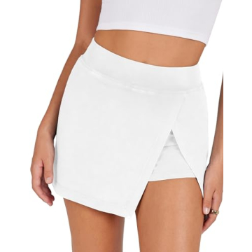 Lianlive Women's Mini Skirt - High Waist Casual Split Hem Black Skort Athletic Tennis Bodycon Skirts...