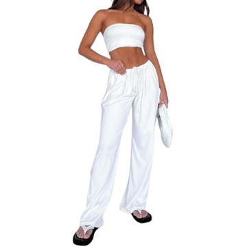 SOLY HUX Women's Soft Stretchy Wide Leg Pants Fashion Comfort