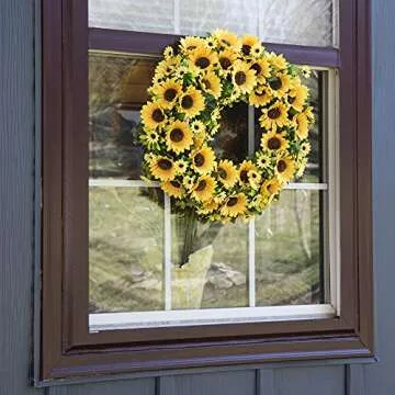 SHELTERION Sunflower Wreath - Vibrant Summer Door Decor