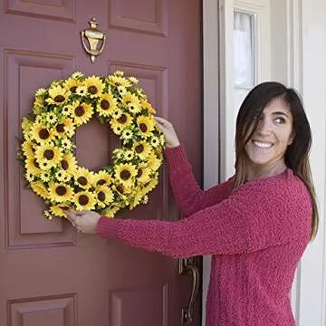 SHELTERION Sunflower Wreath - Vibrant Summer Door Decor
