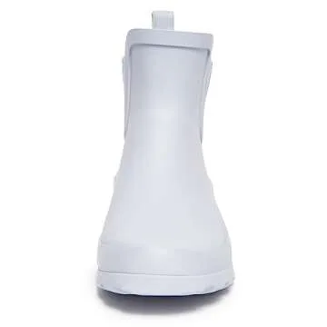 Laura Ashley Ladies Mid Cut Ankle Height Rubber Rain Boots, Lt Blue Petals, 7