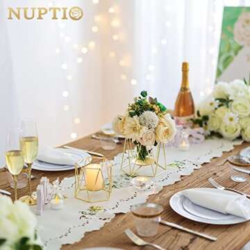 Nuptio Gold Metal Geometric Candle Holders Set of 2