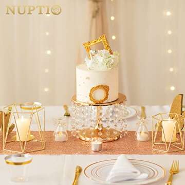 Nuptio Gold Metal Geometric Candle Holders Set of 2