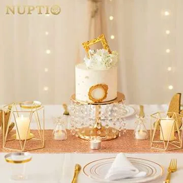 Nuptio Gold Metal Geometric Candle Holders Set of 2