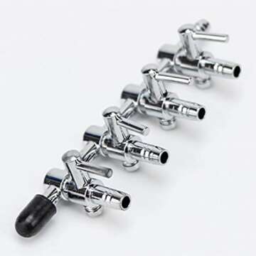 BornFeel Aquarium Air Pump Splitter 13 in 1 Set 4-Way Air Flow Control Lever Valve & 4 Non-Return Check Valves & 8 Suction Cups for Fish Tank Airline Air Tube Hose