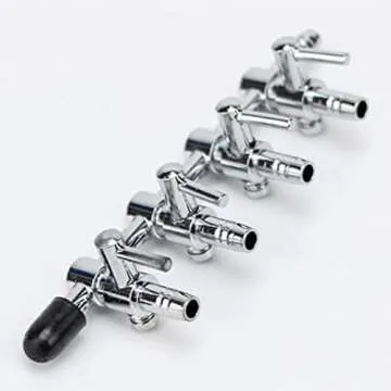 BornFeel Aquarium Air Pump Splitter 13 in 1 Set 4-Way Air Flow Control Lever Valve & 4 Non-Return Check Valves & 8 Suction Cups for Fish Tank Airline Air Tube Hose