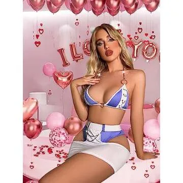 JMwapar Women's Sexy Lingerie Set 4 Pcs Garter Bralette Bra and Miniskirt with underpants Cosplay Halloween Costume bikini Purple