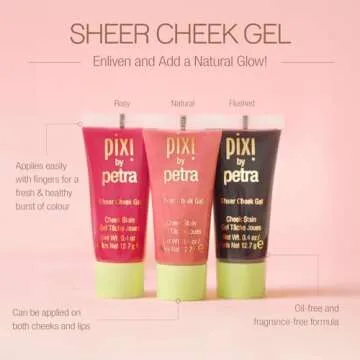 Pixi Sheer Cheek Gel - Flushed | Gel Blush For A Sheer Flush Of Colour | Oil-Free & Fragrance-Free Hydrating Liquid Blush | 0.45 Fl Oz