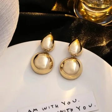 Gold Teardrop Dangle Earrings - A Bold Statement Piece