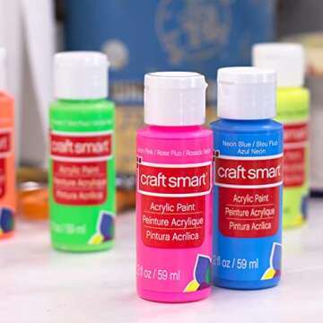 Neon Glow Acrylic Paint Value Set By Craft Smart, Set of 6, Acrylic Value Pack