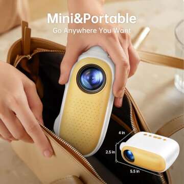 ARTSEA Mini Portable Projector for iPhone - HD 1080P Support Pico Movie Projector to Watch Cartoon, Phone Projector Compatible with HDMI, USB, TV Stick, Laptop, iOS and Android