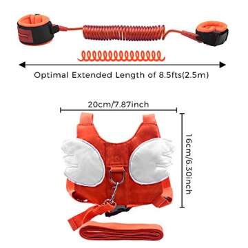 OFUN Toddler Leash Safety Harness, Baby Leash for Walking, Anti Lost Wrist Link 2.5m, Walking Safety Harness for Kids, Toddler Leash Harness