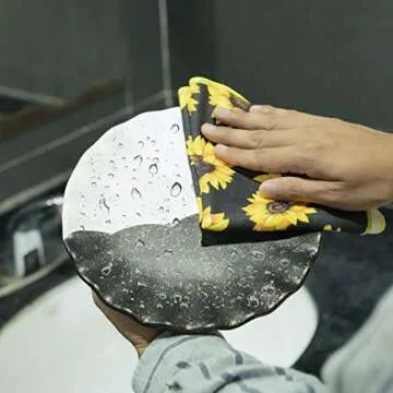 8PCS Sunflower Kitchen Decor Set,Sunflower Gifts for women 1 Sunflower Waterproof Apron,2 Absorbent Towels,Oven Mitts,2 Pot Holders,1 12oz Slim Can Cooler,Mom Cooking Gift,Wedding,Christmas Gifts