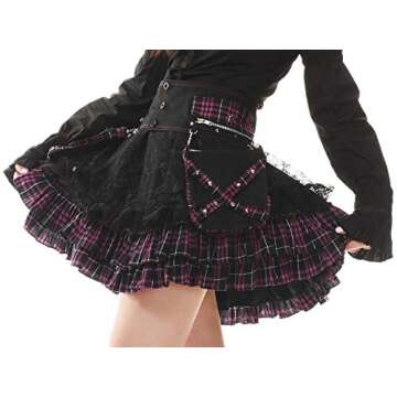 Lolita Charm Women's Punk Lolita Nana Skirt - Adjustable, Versatile Style in Black and Purple