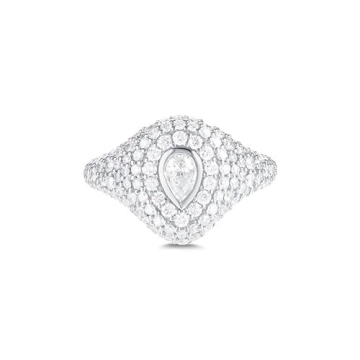 Pear Cut Diamond Pinky Ring 14K Gold Plated Handmade