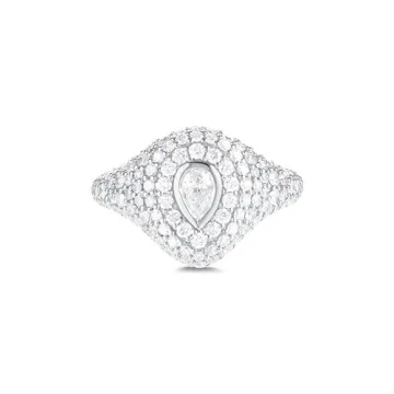 Pear Cut Diamond Pinky Ring 14K Gold Plated Handmade