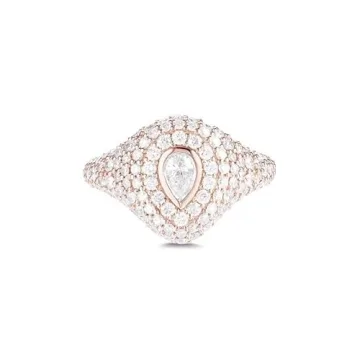 Pear Cut Diamond Pinky Ring 14K Gold Plated Handmade