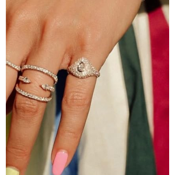 Pear Cut Diamond Pinky Ring 14K Gold Plated Handmade