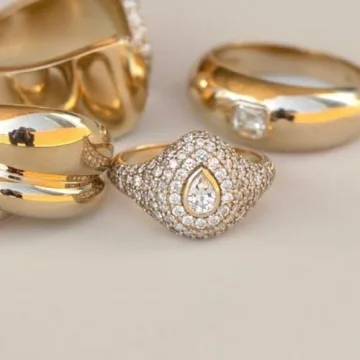 Pear Cut Diamond Pinky Ring 14K Gold Plated Handmade