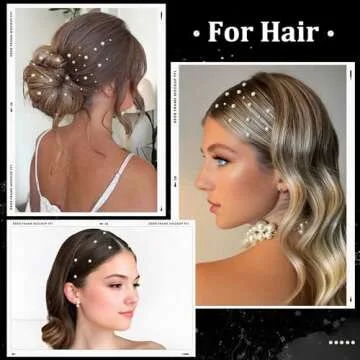 1182 Pcs Pearl Stickers for Hair Face Craft, 3/4/5/6/8mm White+Beige Pearls Self Adhesive Face Gems, Stick on Body Gems for Eye Nails Make up and DIY Decorations