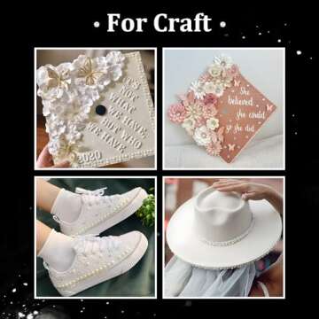 1182 Pcs Pearl Stickers for Hair Face Craft, 3/4/5/6/8mm White+Beige Pearls Self Adhesive Face Gems, Stick on Body Gems for Eye Nails Make up and DIY Decorations