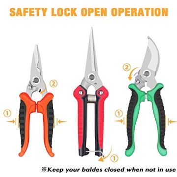 SUMYOUNG Pruning Shears Set - 3 Durable Garden Scissors