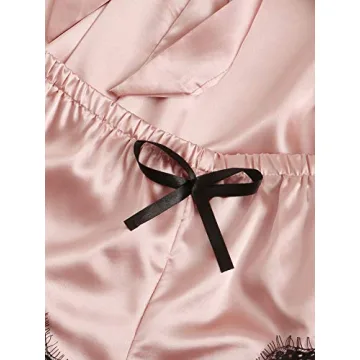 Elegant SOLY HUX Satin Pajama Set 4pcs Sleepwear
