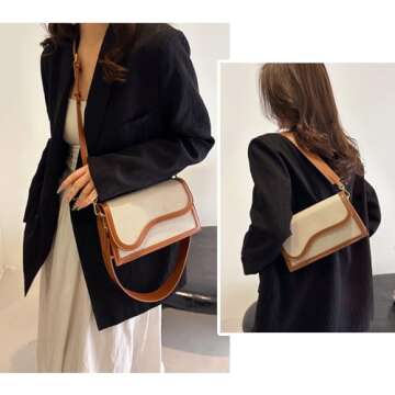 Travistar Small Crossbody Bags for Women Trendy PU Leather and Canvas Cross Body Bag Shoulder Bag Cr...