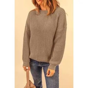 PRETTYGARDEN Women's Fashion Sweater Long Sleeve Casual Ribbed Knit Winter Clothes Pullover Sweaters Blouse Top (Camel,Small)