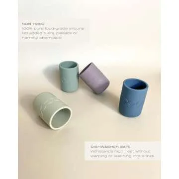 Hippypotamus Toddler Cups - 100% Food-Grade Silicone Open Training Cups for Baby - Weighted Bottom - Small Drinking Cups - Set of 2 (MAUVE/SAND)