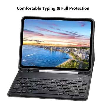 Keyboard Case for iPad 10th Gen 10.9'' 2022, iPad 10th Generation Case with Keyboard 10.9 inch, Smart Folio Cover with Pencil Holder, Slim Rechargeable Magnetic Bluetooth Keyboard Detachable (Black)