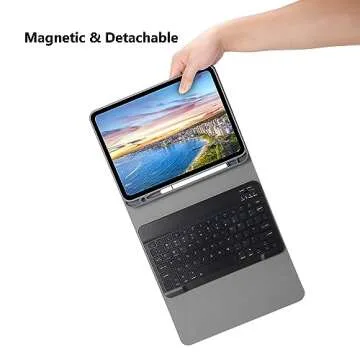 Keyboard Case for iPad 10th Gen 10.9'' 2022, iPad 10th Generation Case with Keyboard 10.9 inch, Smart Folio Cover with Pencil Holder, Slim Rechargeable Magnetic Bluetooth Keyboard Detachable (Black)