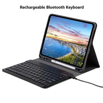 Keyboard Case for iPad 10th Gen 10.9'' 2022, iPad 10th Generation Case with Keyboard 10.9 inch, Smart Folio Cover with Pencil Holder, Slim Rechargeable Magnetic Bluetooth Keyboard Detachable (Black)