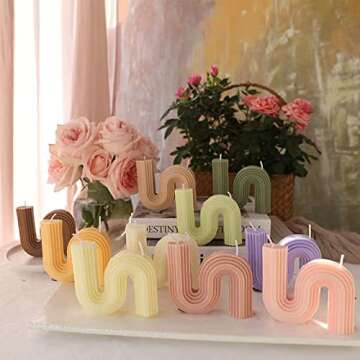 Clpwram 2 Pieces Geometric and Abstract Art Decorative Candle Poured Scented Candle Abstract Handmade Candle Irregular Design S Shape Candle for Bedroom Wedding Soy Wax Scented, White