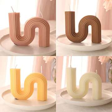 Clpwram 2 Pieces Geometric and Abstract Art Decorative Candle Poured Scented Candle Abstract Handmade Candle Irregular Design S Shape Candle for Bedroom Wedding Soy Wax Scented, White