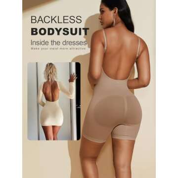 PAUKEE Women's Backless Shapewear Bodysuit Tummy control Shorts Seamless Body Shaper Sleeveless Tank...