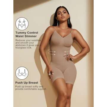 PAUKEE Women's Backless Shapewear Bodysuit Tummy control Shorts Seamless Body Shaper Sleeveless Tanks Tops (Beige, Medium)