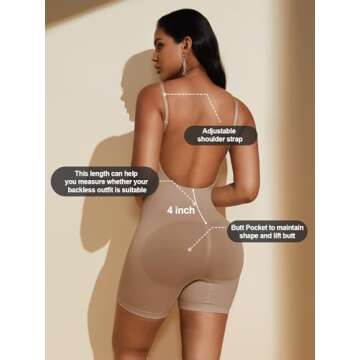 PAUKEE Women's Backless Shapewear Bodysuit Tummy control Shorts Seamless Body Shaper Sleeveless Tanks Tops (Beige, Medium)