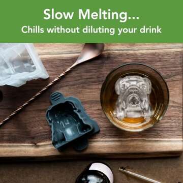 Tovolo Bulldog Shaped Ice Molds, Set of 2 - Large Ice Mold Gift Ideal for Dog Lovers - Unique Ice Mo...