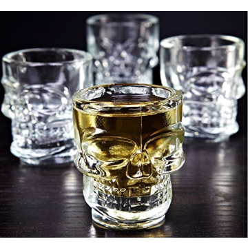 Circleware Skull Face Whiskey Shot Glasses Set of 6