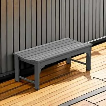WestinTrends Malibu Outdoor Bench, All Weather Resistant Poly Lumber Backless Patio Garden Bench, Adirondack Curved Bench Seat for Comfort, Gray