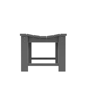 WestinTrends Malibu Outdoor Bench, All Weather Resistant Poly Lumber Backless Patio Garden Bench, Adirondack Curved Bench Seat for Comfort, Gray