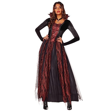 Spirit Halloween Adult Queen of the Underworld Costume - M | High Collared Lace Gown with Choker